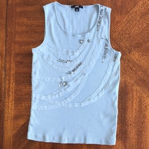 Anne Klein Sport blue beaded tank top Muscle tee L